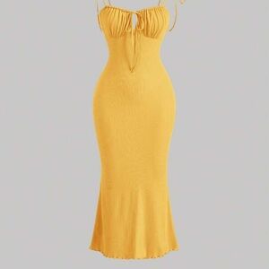 Elegant Yellow Midi Dress